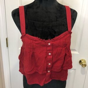Abercrombie & Fitch red two tier crop top